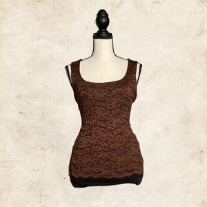 Coldwater Creek Brown Lace Tank Top